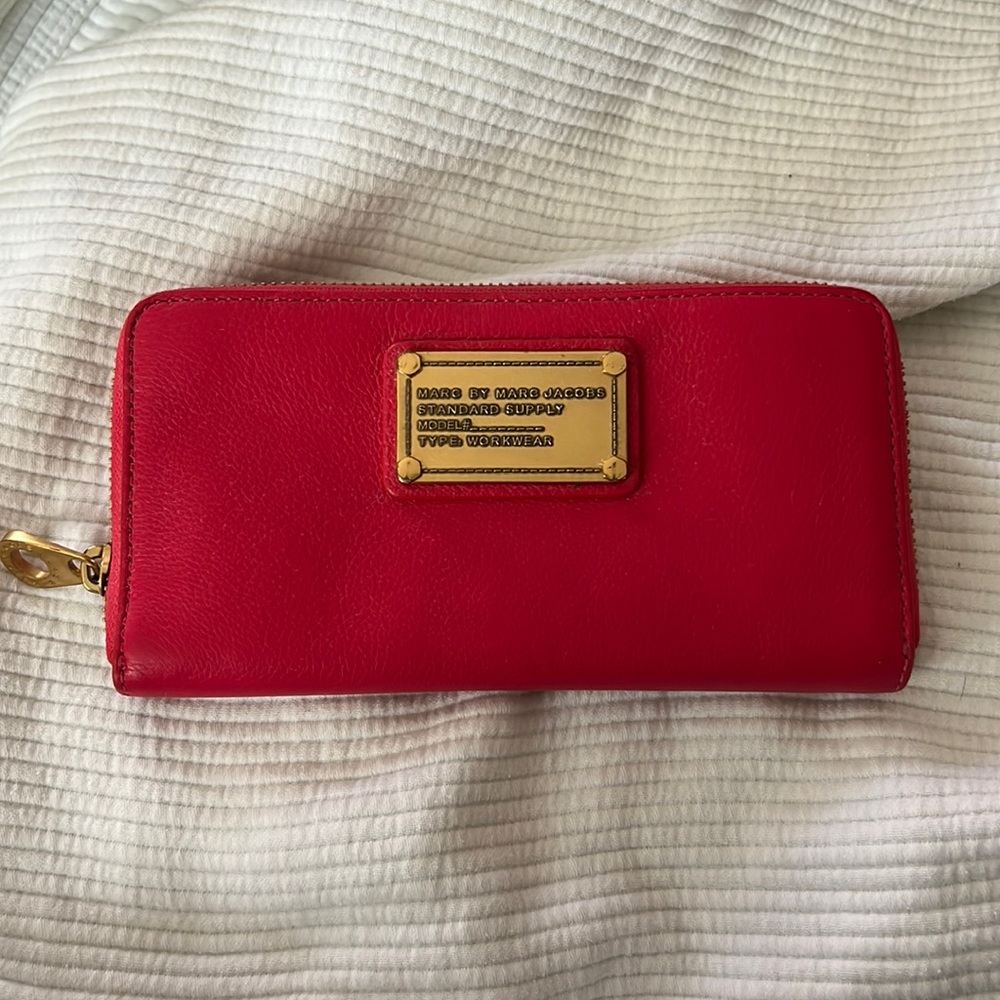 Marc by Marc Jacob’s Coral Orange Zip Around Leather Wallet